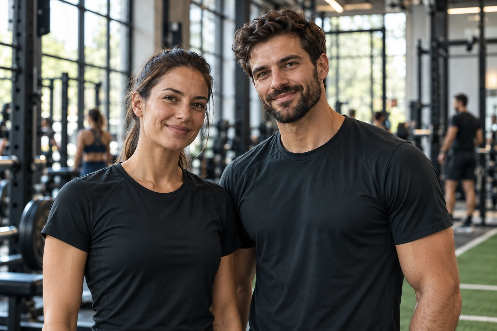 Zwei freundliche Trainerinnen und Trainer im Sportpark
